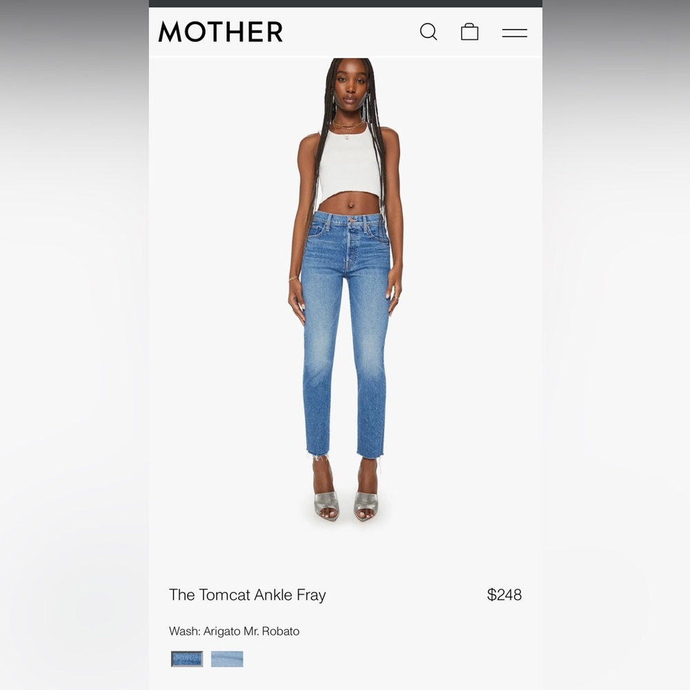Brand New Mother the Tomcat Ankle Fray Jeans